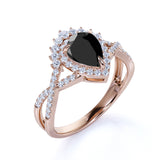 1.75 ct Pear Lab Black Diamond Infinity Engagement Ring