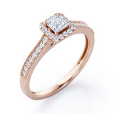 Certified 0.50 Ct Princess Lab Diamond Antique Engagement Ring