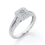 Milgrain 1 Ct Round Diamond Split Shank Engagement Ring