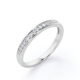 Classic 0.15 TCW Round Brilliant Cut Diamond Pave-Channel Design Wedding Band in 10K Yellow Gold