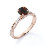 Infinity Style 1.25 Carat Round Cut Genuine Lab Black Opal And Diamond Twisted Pave Set Engagement Ring In White Gold