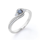 Bypass 1 Ct Round Salt and Pepper Diamond Engagement Ring