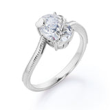 1.25 Carat Oval cut Moissanite Solitaire Engagement Ring in 10k White Gold