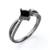 1 ct Princess Lab Black Diamond Infinity Engagement Ring