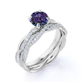 Infinity 1.75 Ct Round Cut Alexandrite Bridal Set