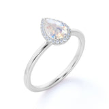 1.50 Carat Pear Shaped Moonstone Wedding Ring in Rose Gold - Vintage Moonstone Ring