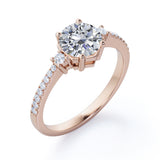 Tapered 1.20 Carat Round Moissanite Engagement Ring