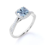 1.25 ct Cushion Aquamarine Infinity Halo Engagement Ring