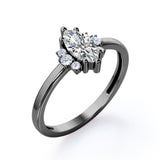 Classic 7 Stones 0.55 carat Marquise Moissanite and Diamond Engagement Ring in Rose Gold