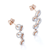 Floral 1.35 Carat Round Cut White Sapphire And Diamond Pave Set Drop Earrings In Rose Gold