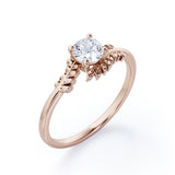 Leafy Bypass 0.5 TCW Round Shape Diamond Solitaire Engagement Ring in White Gold
