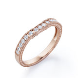 Cinderella Staircase 0.15 TCW Round Shaped Diamond Milgrain Filigree Wedding Band in White Gold
