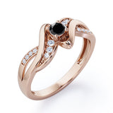 Distorted Unique Twisted Rope 0.6 carat Round Black Diamonds Promise Ring in Rose Gold