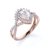 Art Deco 1.5 ct Pear Moonstone Infinity Wedding Set