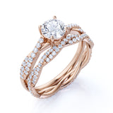 Infinity 1.5 Carat Round Cut Moissanite Wedding Ring Set