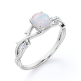 Floral 1.05 Ct Round Cut Lab Created Opal Engagement Ring