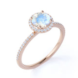 1.5 ct Round Blue Moonstone Halo Engagement Ring