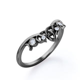 Artistic 0.1 carat Moissanite Wedding Band in White Gold