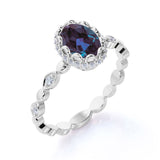 1.25 Ct Oval Cut Lab Alexandrite Halo Engagement Ring