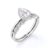1.5 ct Pear Rainbow Moonstone Infinity Wedding Set