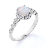Bestselling 1.75 Carat Round Starburst Fire Opal and Diamond Antique Art Deco Engagement Ring in Rose Gold
