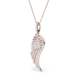 0.45 Carat Round Cut Moissanite Angel's Wing Pendant Necklace In White Gold