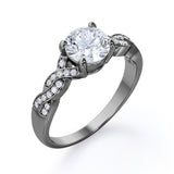 1.50 Carat Round Cut Moissanite And Diamond Solitaire Engagement Ring In White Gold