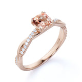 1.25 ct Cushion Morganite Infinity Engagement Ring