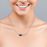 Solid Curved 0.15 carat Round Moissanite Pendant with 18k Rose Gold Over Silver Chain Necklace