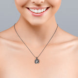 Fancy Knot 1.10 Carat Round Certified Moissanite and Diamond Swirl Pave Pendant Necklace in Black Gold