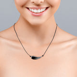 Solid Curved 0.15 carat Round Moissanite Pendant with 18k Rose Gold Over Silver Chain Necklace