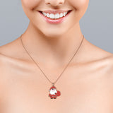 Christmas Santa Claus Diamond Enamel Pendant Necklace in 18K White Gold Plating over Silver