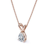 Double-Bail Solitaire 2 Carat Pear Certified Moissanite Timeless Pendant Necklace in Yellow Gold