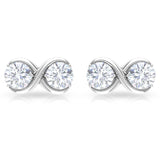 Twin Basket Set 1 Carat Round Certified Moissanite Infinity Stud Earrings with Screw Back in Rose Gold