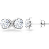 Twin Basket Set 1 Carat Round Certified Moissanite Infinity Stud Earrings with Screw Back in Rose Gold