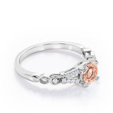 Split Shank 0.6 carat Round Morganite and Diamond Engagement Ring in Rose Gold