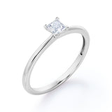 Solitaire 0.5 carat Square Moissanite Engagement Ring - Birthday Gift For Women - in White Gold