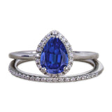 Antique 1.5 Carat Princess Cut Natural Blue Sapphire and Moissanite Bridal Wedding Ring Set with Engagement Ring and Wedding Band in 18k Gold Over Silver