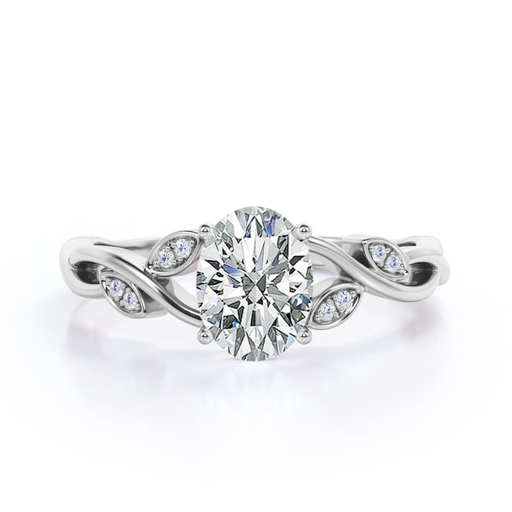 Twisted 1.1 Carat Oval Moissanite Engagement Ring