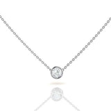 Beautiful bezel set Round Cut Certified Lab Diamond Pendant Necklace in 18K White Gold Plating over Silver