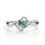 Infinity 0.6 Carat Round Moss Agate Engagement Ring