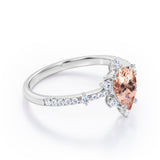 Snowflake 0.7 carat Pear Morganite and Diamond Classic Engagement Ring in White Gold