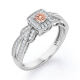 Extravaganza Milgrain Bordered - 1.45 Carat Round Brilliant Cut Morganite and diamond - Halo Pave Channel Engagement Ring in White Gold