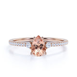 Three Stone 1 ct Pear Morganite Engagement Ring