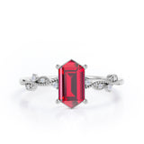 Vintage 0.50 ct Hexagon Lab-Created Ruby Engagement Ring