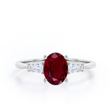 Five Stone 0.60 ct Oval Lab-Created Ruby Engagement Ring