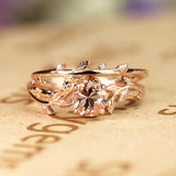 1 ct Round Morganite Nature Inspired Bridal Set