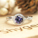 Simple Halo 1.50 Carat Round Cut Created Alexandrite and Diamond Infinity Pave Engagement Ring