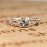 Three Stone 0.65 ct Round Black Rutilated Quartz Engagement Ring