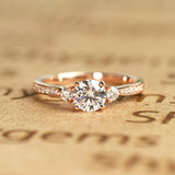 Vintage inspired 1.25 Carat Round cut Moissanite and Diamond Engagement Ring in 10k White Gold